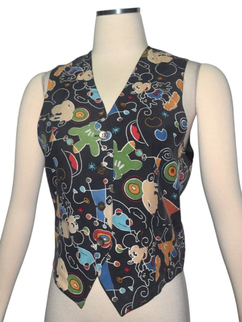 Rare Vintage 90s Disney M. Mouse Collection Silk Mickey Mouse Novelty Print Vest